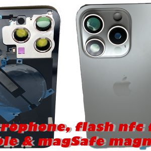 iPhone 15 Pro & Pro Max Back Glass Cover: Rear Door with flex cables: flash mic
